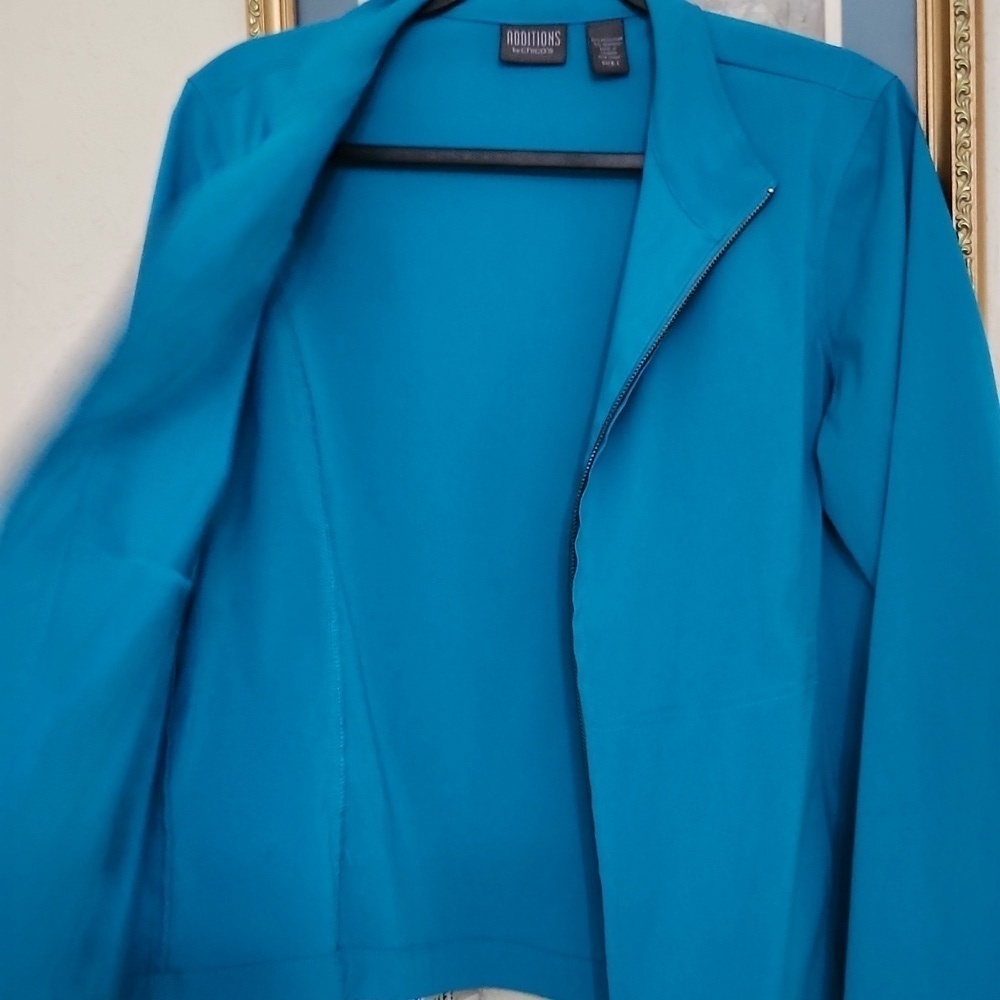 Chicos Additions Athleisure Women's Blue Jacket With Pockets Lounge Workout Run - Picture 8 of 8